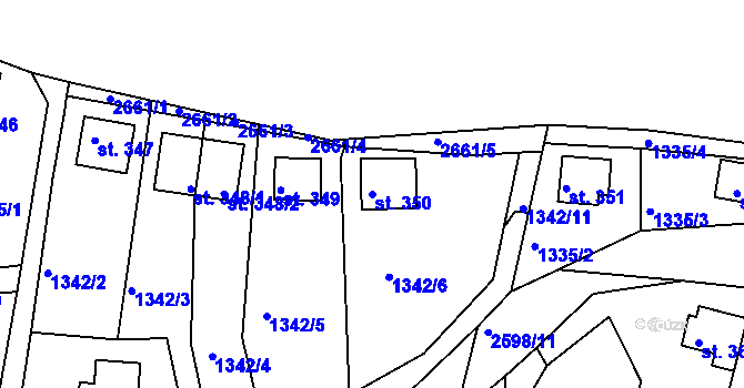 Parcela st. 350 v KÚ Mrač, Katastrální mapa