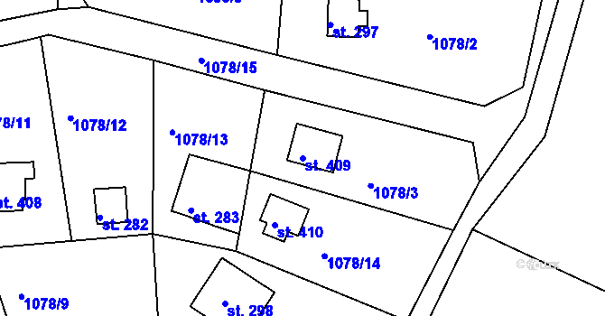 Parcela st. 409 v KÚ Mrač, Katastrální mapa