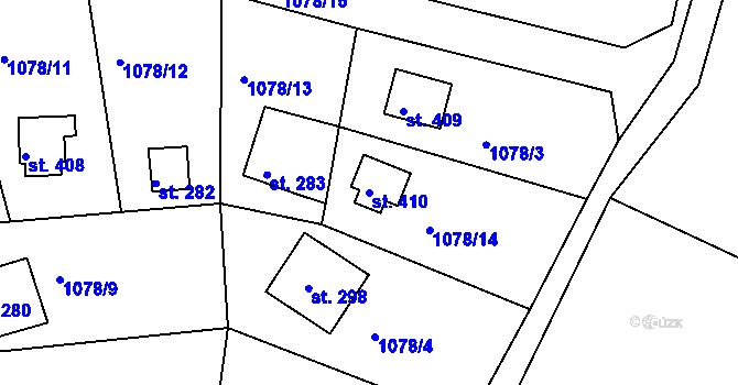 Parcela st. 410 v KÚ Mrač, Katastrální mapa