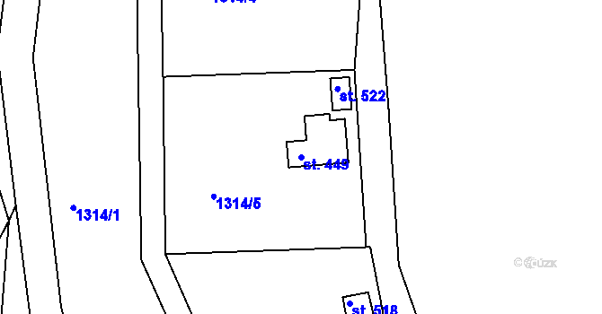 Parcela st. 449 v KÚ Mrač, Katastrální mapa