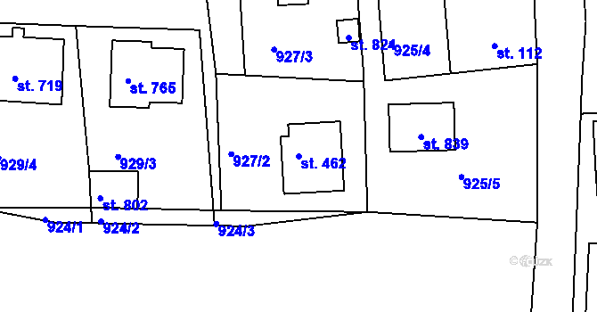 Parcela st. 462 v KÚ Mrač, Katastrální mapa
