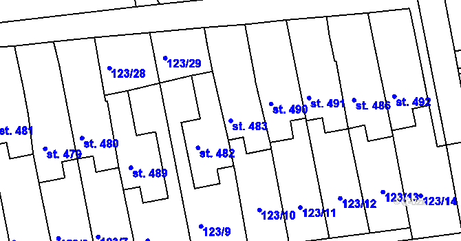 Parcela st. 483 v KÚ Mrač, Katastrální mapa