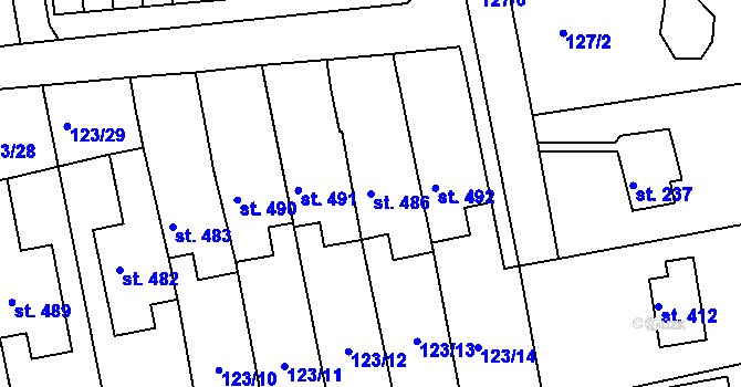 Parcela st. 486 v KÚ Mrač, Katastrální mapa