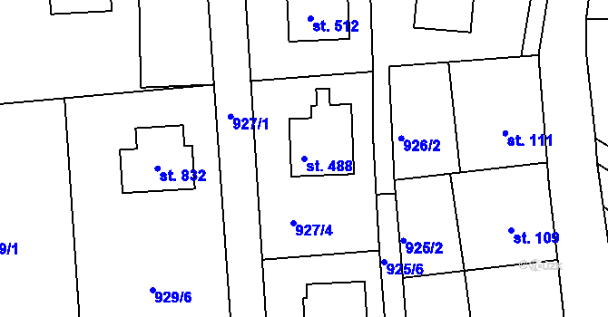 Parcela st. 488 v KÚ Mrač, Katastrální mapa