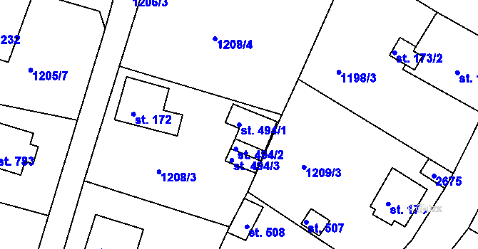 Parcela st. 494/1 v KÚ Mrač, Katastrální mapa