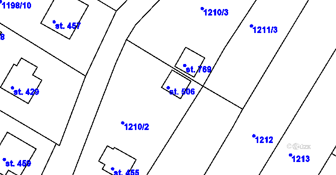 Parcela st. 506 v KÚ Mrač, Katastrální mapa