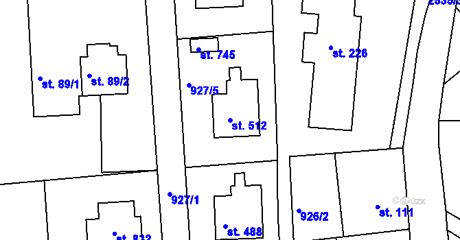 Parcela st. 512 v KÚ Mrač, Katastrální mapa