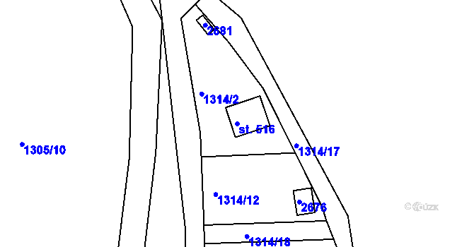 Parcela st. 516 v KÚ Mrač, Katastrální mapa