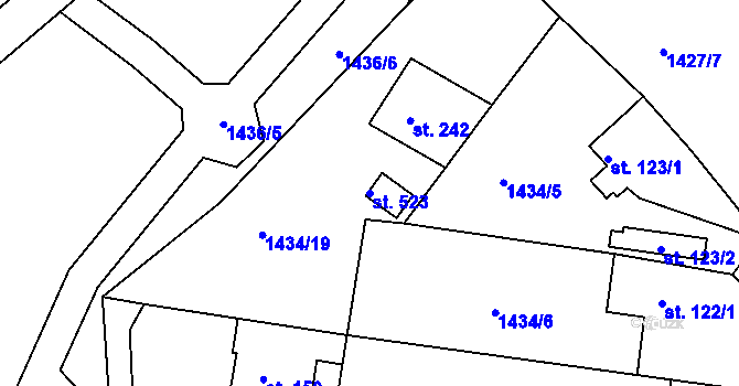 Parcela st. 523 v KÚ Mrač, Katastrální mapa