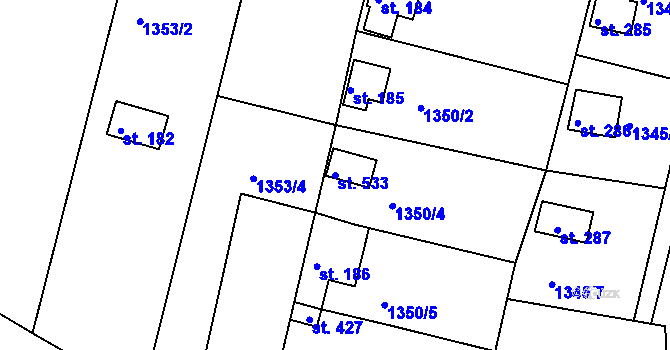 Parcela st. 533 v KÚ Mrač, Katastrální mapa