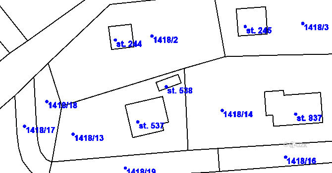Parcela st. 538 v KÚ Mrač, Katastrální mapa