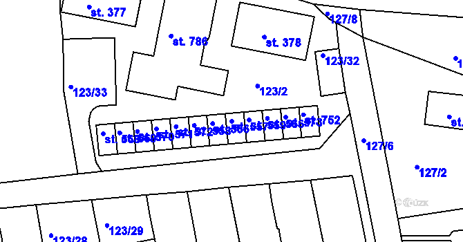 Parcela st. 557 v KÚ Mrač, Katastrální mapa