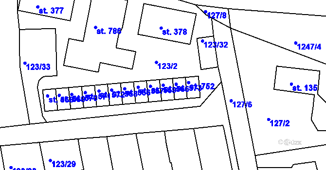Parcela st. 566 v KÚ Mrač, Katastrální mapa
