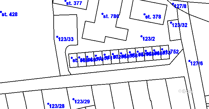 Parcela st. 572 v KÚ Mrač, Katastrální mapa