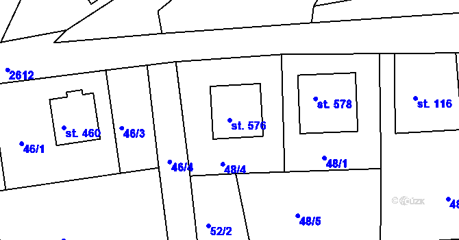 Parcela st. 576 v KÚ Mrač, Katastrální mapa