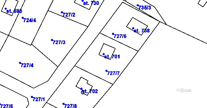 Parcela st. 701 v KÚ Mrač, Katastrální mapa