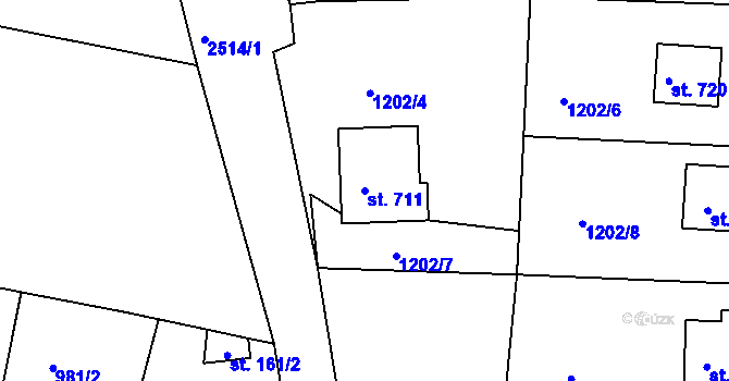 Parcela st. 711 v KÚ Mrač, Katastrální mapa