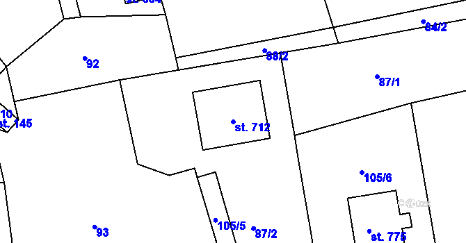 Parcela st. 712 v KÚ Mrač, Katastrální mapa