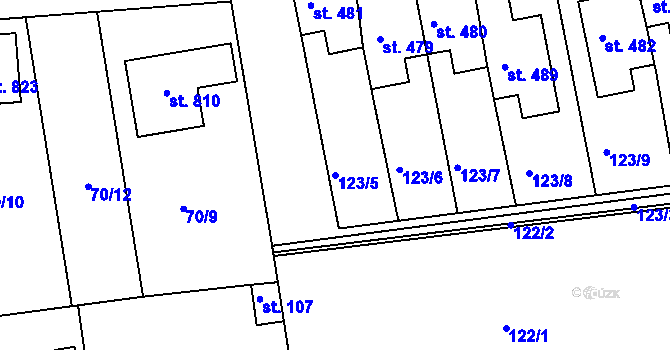 Parcela st. 123/5 v KÚ Mrač, Katastrální mapa