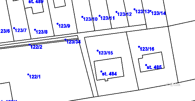 Parcela st. 123/15 v KÚ Mrač, Katastrální mapa