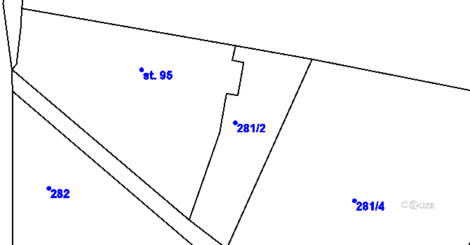 Parcela st. 281/2 v KÚ Mrač, Katastrální mapa