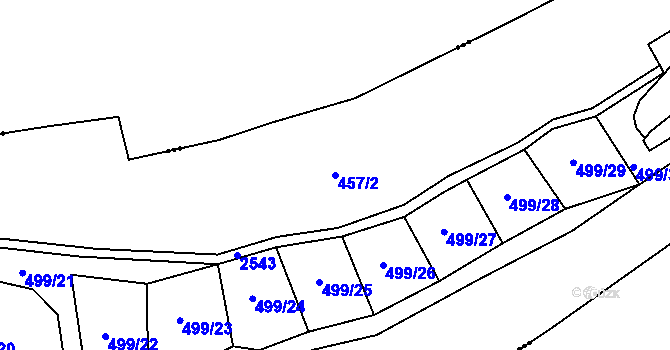 Parcela st. 457/2 v KÚ Mrač, Katastrální mapa