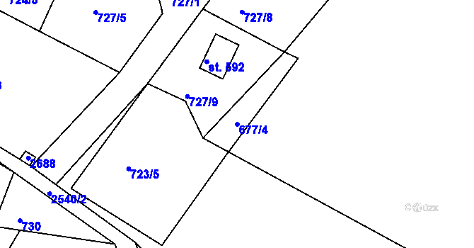 Parcela st. 677/4 v KÚ Mrač, Katastrální mapa
