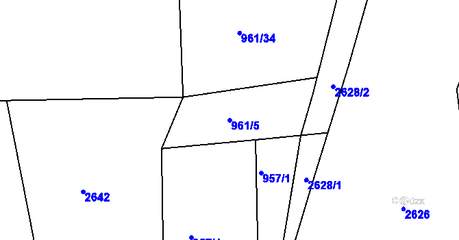Parcela st. 961/5 v KÚ Mrač, Katastrální mapa