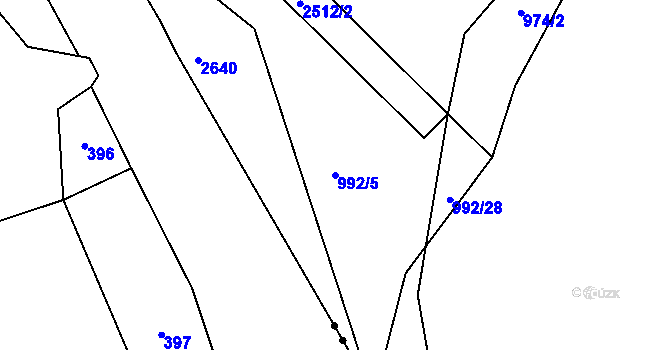 Parcela st. 992/5 v KÚ Mrač, Katastrální mapa