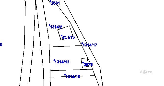Parcela st. 1314/17 v KÚ Mrač, Katastrální mapa