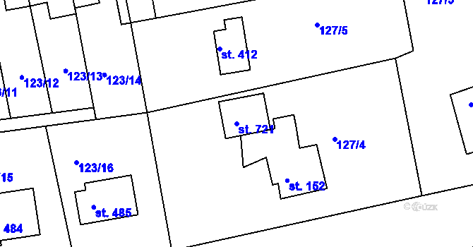 Parcela st. 721 v KÚ Mrač, Katastrální mapa