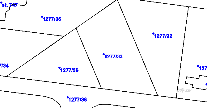 Parcela st. 1277/33 v KÚ Mrač, Katastrální mapa