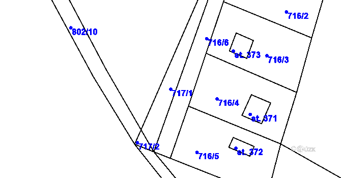 Parcela st. 717/1 v KÚ Mrač, Katastrální mapa