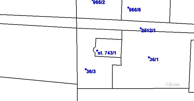 Parcela st. 743/1 v KÚ Mrač, Katastrální mapa
