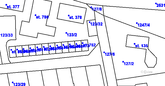Parcela st. 752 v KÚ Mrač, Katastrální mapa