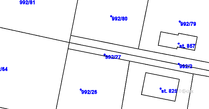Parcela st. 992/27 v KÚ Mrač, Katastrální mapa