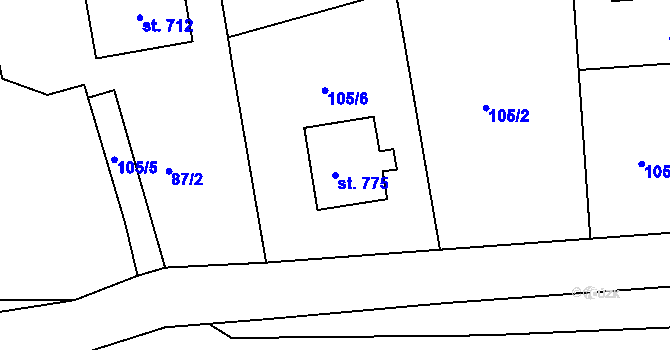 Parcela st. 775 v KÚ Mrač, Katastrální mapa