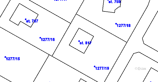 Parcela st. 817 v KÚ Mrač, Katastrální mapa