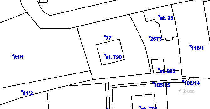 Parcela st. 790 v KÚ Mrač, Katastrální mapa