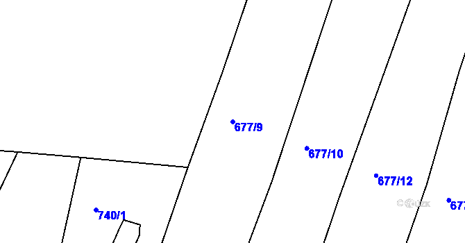 Parcela st. 677/9 v KÚ Mrač, Katastrální mapa