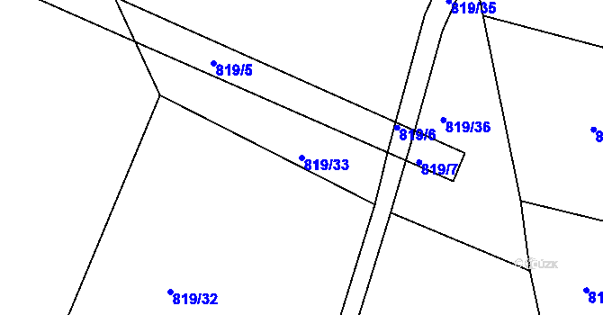 Parcela st. 819/33 v KÚ Mrač, Katastrální mapa