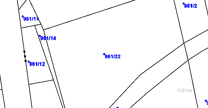 Parcela st. 961/22 v KÚ Mrač, Katastrální mapa