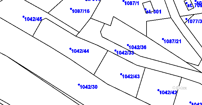 Parcela st. 1042/33 v KÚ Mrač, Katastrální mapa