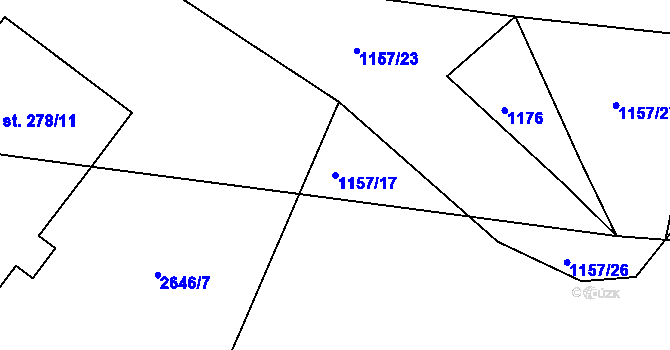 Parcela st. 1157/17 v KÚ Mrač, Katastrální mapa