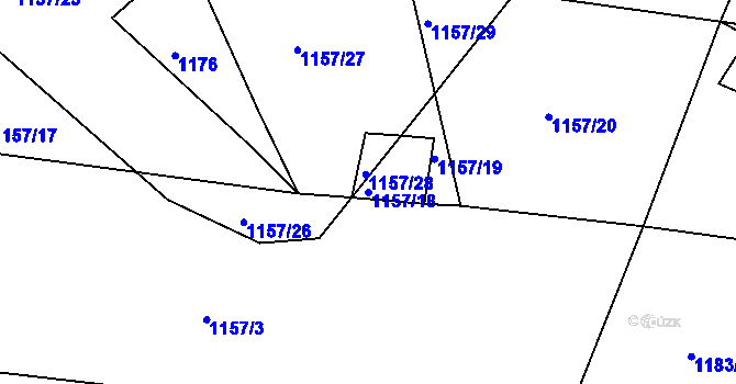 Parcela st. 1157/18 v KÚ Mrač, Katastrální mapa