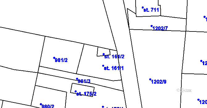 Parcela st. 161/2 v KÚ Mrač, Katastrální mapa
