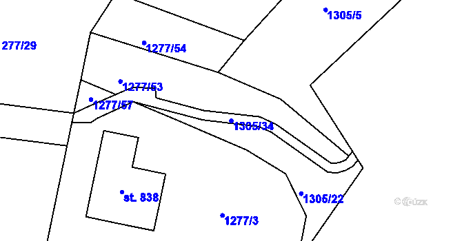 Parcela st. 1305/34 v KÚ Mrač, Katastrální mapa