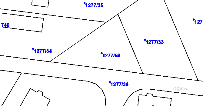 Parcela st. 1277/59 v KÚ Mrač, Katastrální mapa