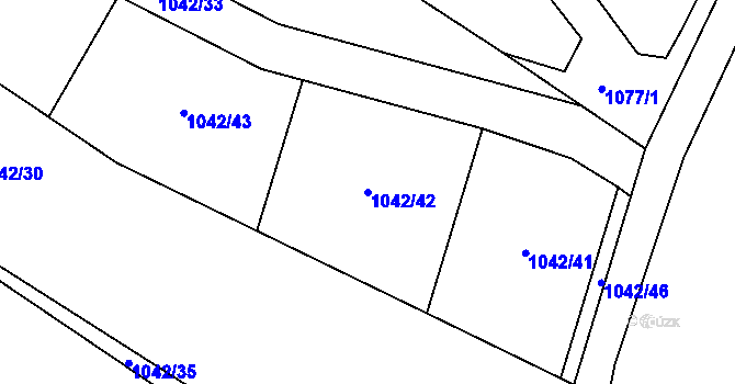 Parcela st. 1042/42 v KÚ Mrač, Katastrální mapa