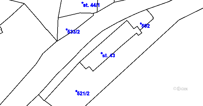 Parcela st. 43 v KÚ Mradice, Katastrální mapa